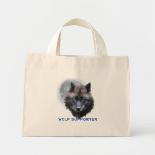Bolsa Tote Mini Cinza Negra WOLF & MOON Wolf Supporter Art