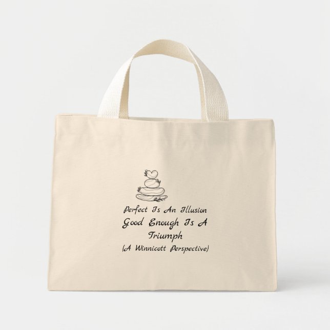 Bolsa Tote Mini Citação de Autocompaixão Winnicott Amor-Próprio (Frente)