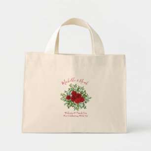 Bolsa Tote Mini Clássico Elegante de Casamento de rosa vermelha