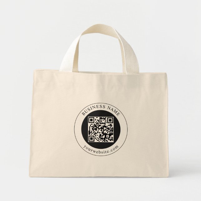 Bolsa Tote Mini Código QR com Nome da Empresa Editável (Frente)