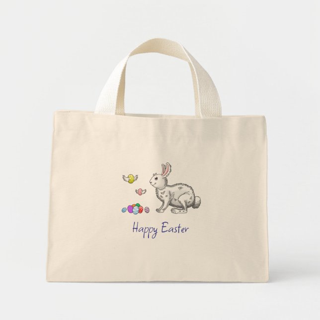 Bolsa Tote Mini Coelhinho Feliz da Páscoa (Frente)