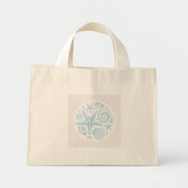Bolsa Tote Mini Conchas Antigas do Mar em Padrão de Onda