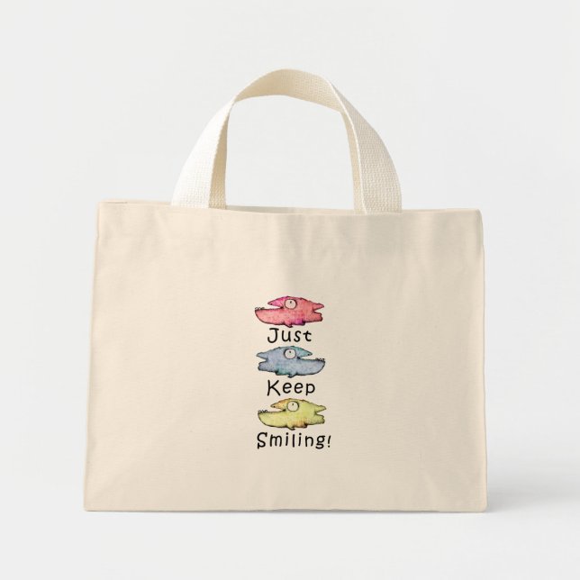 Bolsa Tote Mini Continue Sorridente! Peixes coloridos e caprichoso (Frente)