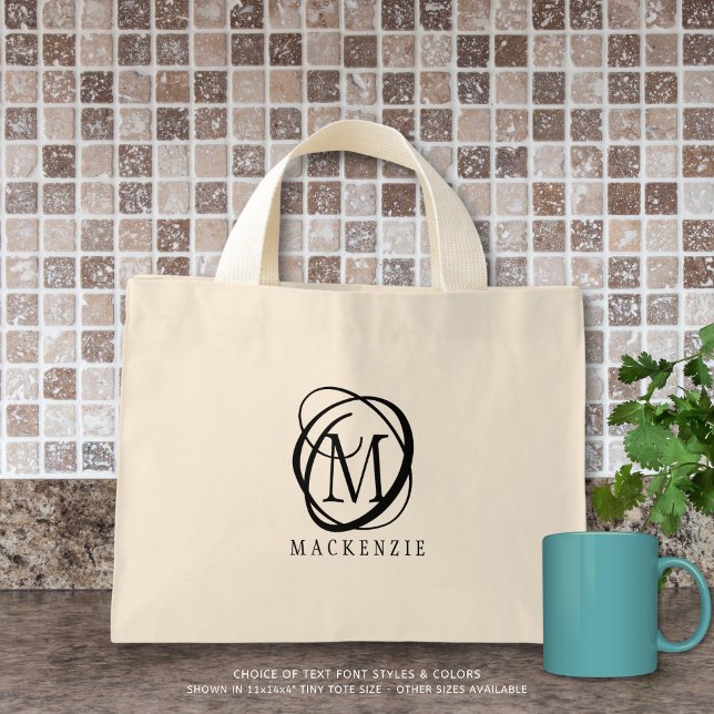 Bolsa Tote Mini Cor Personalizada do Nome do Monograma na moda (Criador carregado)