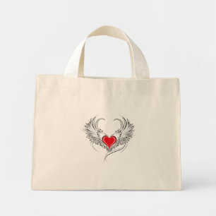 Bolsa Tote Mini Coração Anjo Vermelho com asas