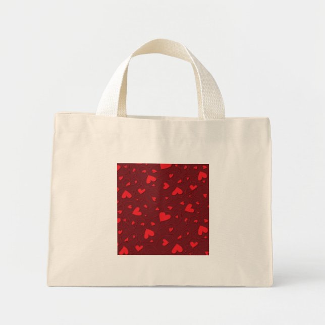 Bolsa Tote Mini Corações encaracolados vermelhos (Frente)