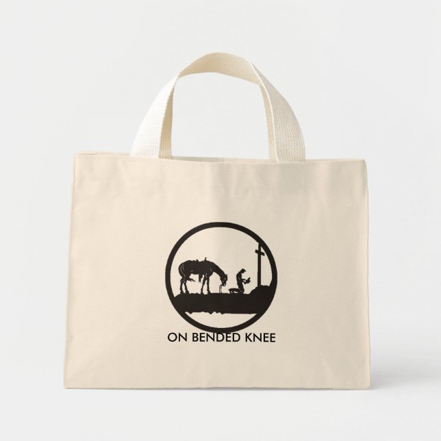 Bolsa Tote Mini cowboy de oração, em KNEE de folga (Frente)