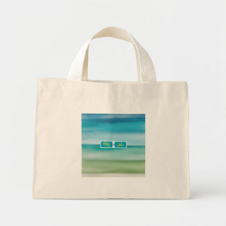 Bolsa Tote Mini Custom Name Abstract Watercolor Ocean Horizon Art