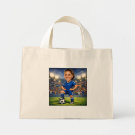 Bolsa Tote Mini Custom Photo-Face Soccer/Football Star Caricature 