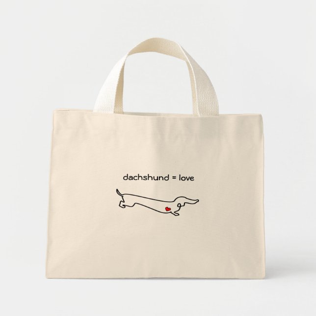 Bolsa Tote Mini Dachshund = Amor (Frente)