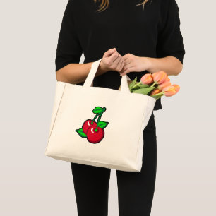 Bolsa Tote Mini Desenho Animado Vermelho Verde Preto Cerejas Fruta