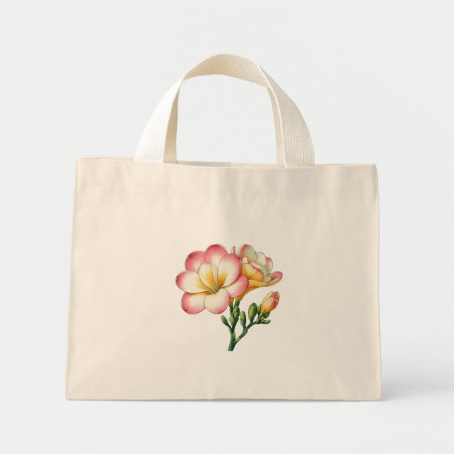 Bolsa Tote Mini Design de flor da Freesia (Frente)