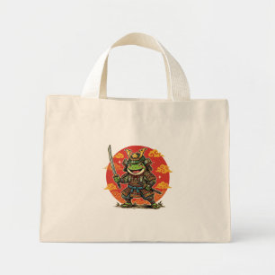 Bolsa Tote Mini Design de Guerreiro Animal Cartoon Samurai Sapo Fo