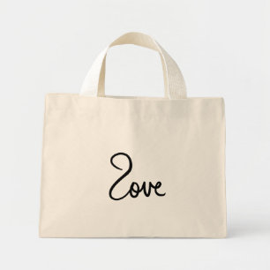 Bolsa Tote Mini Design de Tipografia de Palavra "amor" Minimalista