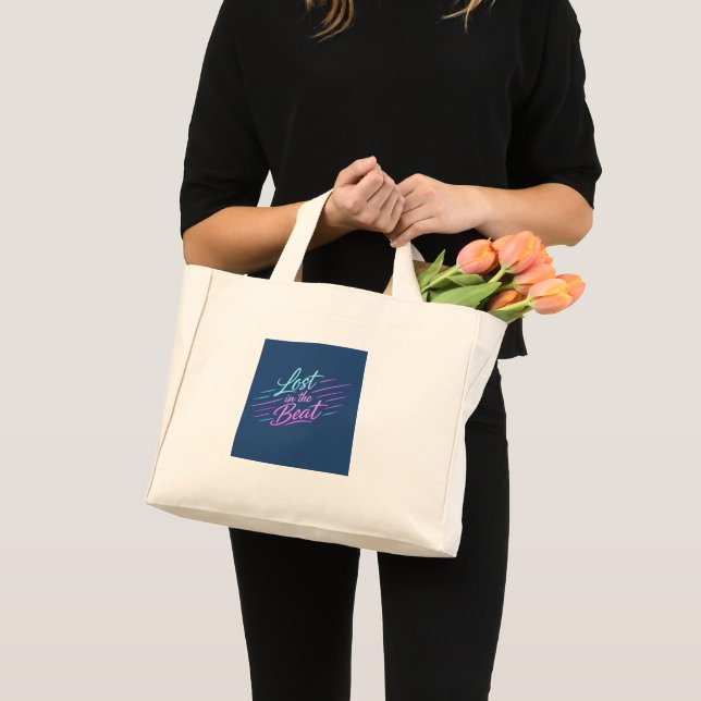 Bolsa Tote Mini Design de Vibrações de Música Neon (Frente (produto))