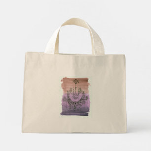 Bolsa Tote Mini Dois bois em um saco - Hamsa e Flores do Dia de Ch