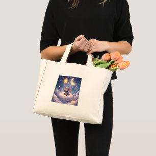 Bolsa Tote Mini Elefante e Lua da meia-noite tote minúsculo