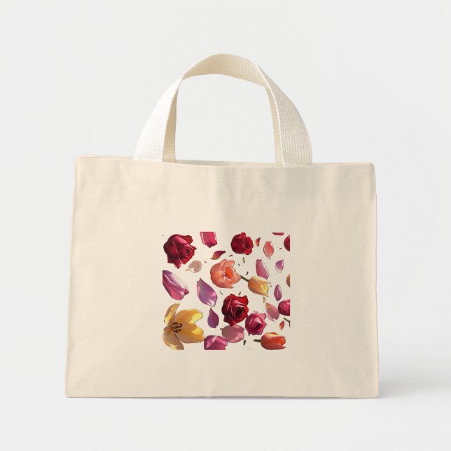 Bolsa Tote Mini Elegant Floral Petal Tote Bag | Modern Design (Frente)