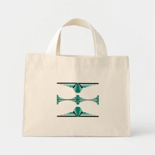 Bolsa Tote Mini Elementos de arte deco em teal