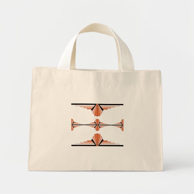 Bolsa Tote Mini Elementos de deco da arte em laranja pastel (Frente)