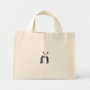 Bolsa Tote Mini Esboço do panda bonito preto e branco