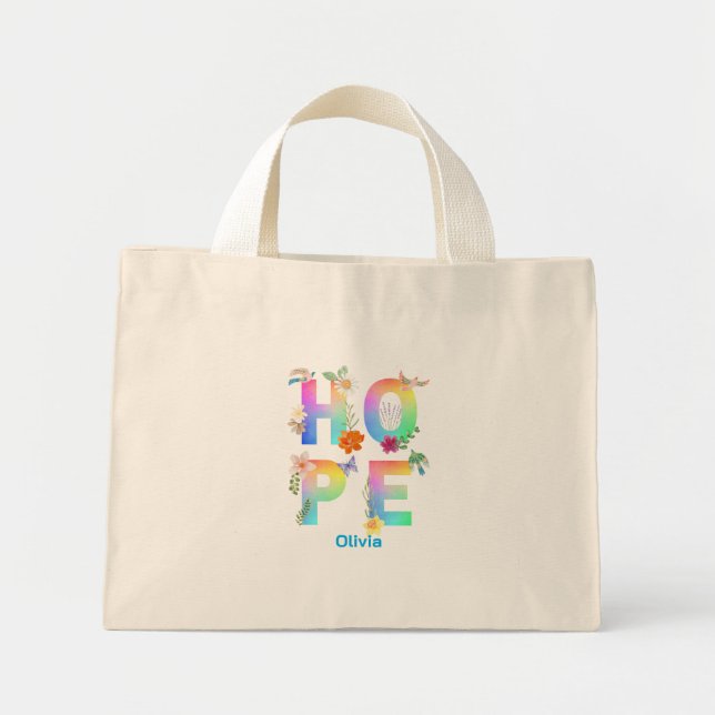 Bolsa Tote Mini Esperança de inspiração motivacional artística pos (Frente)