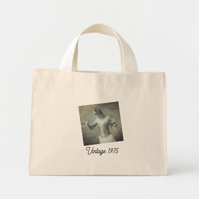 Bolsa Tote Mini Estilo Retro Personalizado com Ano e Texto Persona (Frente)