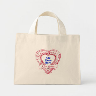 Bolsa Tote Mini Eu Amo Meus Cachorros! Foto de Corações Vermelhos