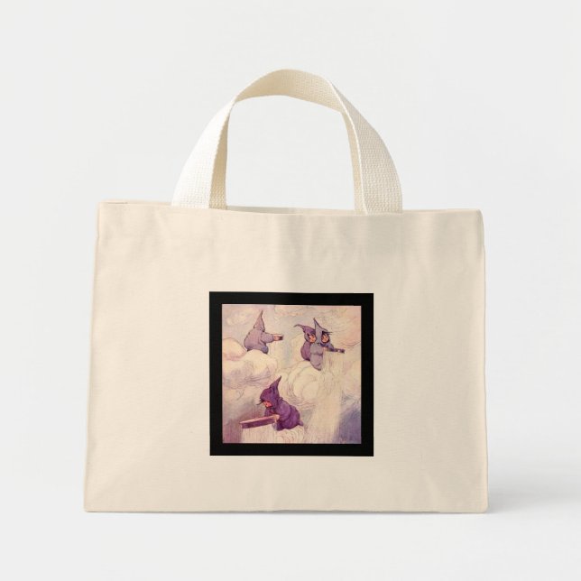 Bolsa Tote Mini Fadas da Chuva Fazendo Chuva (Frente)