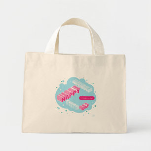 Bolsa Tote Mini Feriados felizes, Azul e Rosa