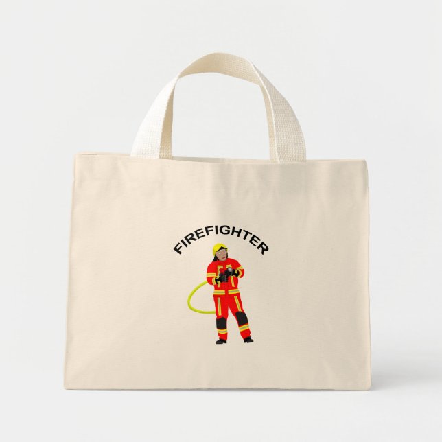 Bolsa Tote Mini Feuerwehrmann no quarto Einsatzkleidung Mini Stoff (Frente)