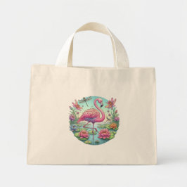 Bolsa Tote Mini Flamingo rosa e Dragonfly