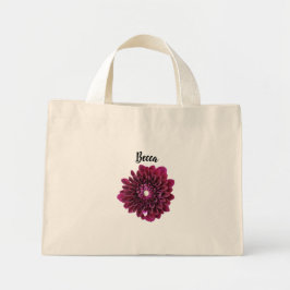 Bolsa Tote Mini Flor Dahlia Roxo Profundo Personalizado