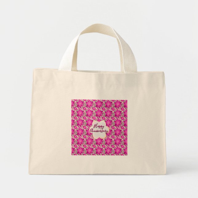 Bolsa Tote Mini Floral rosa personalizado e customizado  (Frente)
