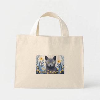 Bolsa Tote Mini Flores Amarelas do Gato Azul Russo