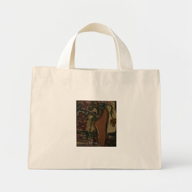 Bolsa Tote Mini flores em um vaso bege (Frente)
