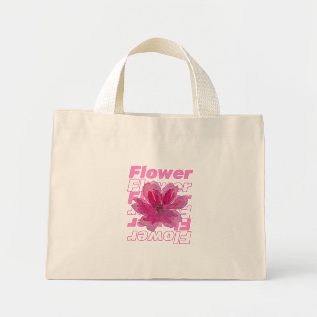 Bolsa Tote Mini Flores - um design floral simples, mas elegante (Frente)