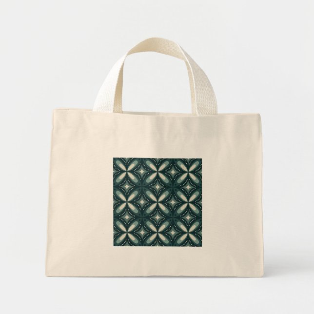 Bolsa Tote Mini formas verdes retrô (Frente)