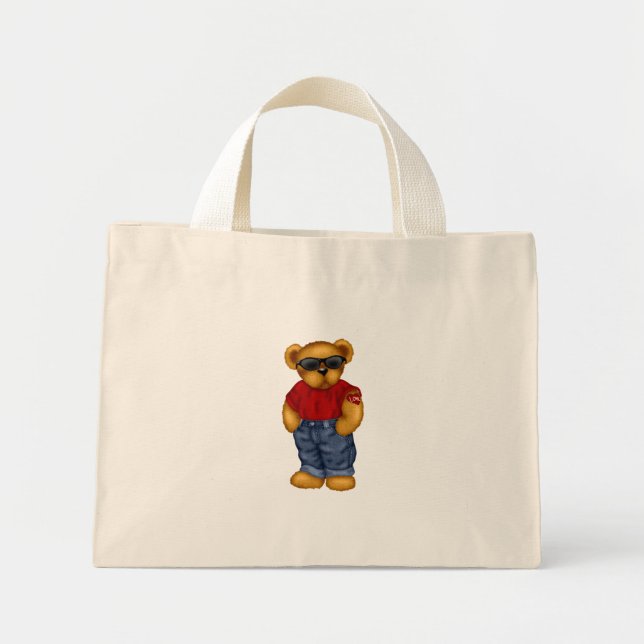 Bolsa Tote Mini Fralda do urso de pelúcia (Frente)
