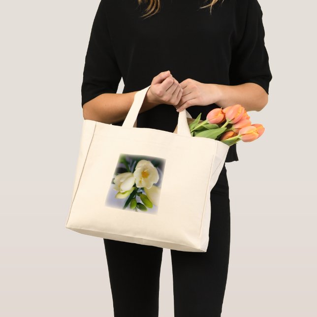 Bolsa Tote Mini freesia amarela branca (Frente (produto))