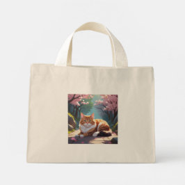 Bolsa Tote Mini Gato com sacos de toalha de árvore Sakura