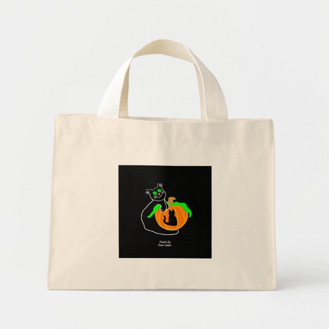 Bolsa Tote Mini Gato Preto Pumpkin Tiny Tote Bag (Frente)