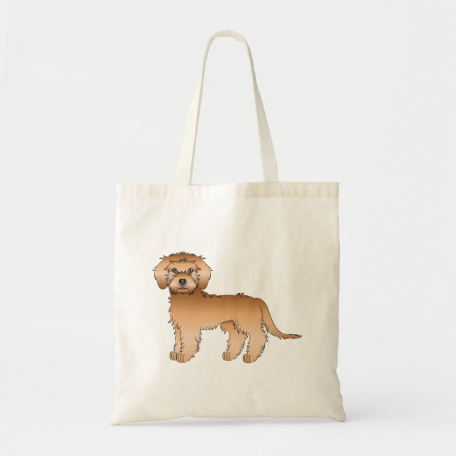 Bolsa Tote Mini Goldendoodle Dourado Cartoon Cute Cachorro (Frente)