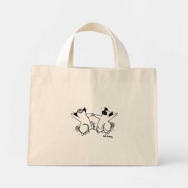 Bolsa Tote Mini Happy Pug Dance (Frente)