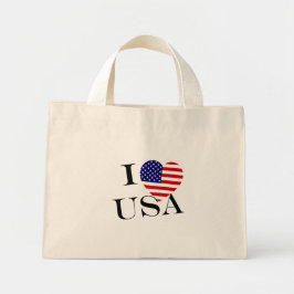 Bolsa Tote Mini I Heartflag USA bk ttcnt
