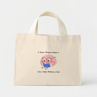 Bolsa Tote Mini Ilustração de Arte de Citação de Minhoca de Livro 