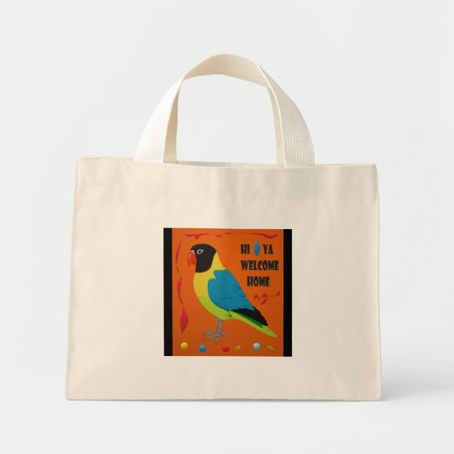 Bolsa Tote Mini Imagem perfeita de pássaro papagaio (Frente)