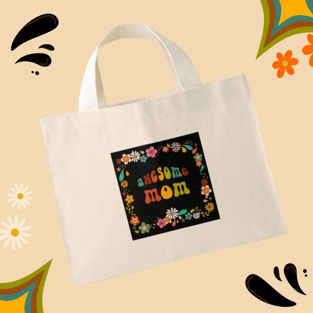 Bolsa Tote Mini Incrível Mãe70's Inspirou Flor Power (Criador carregado)
