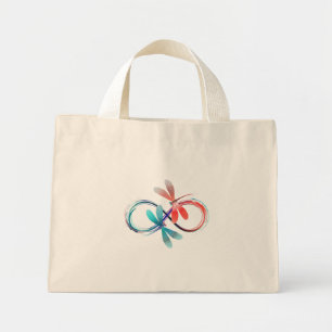 Bolsa Tote Mini Infinito com libélulas brilhantes