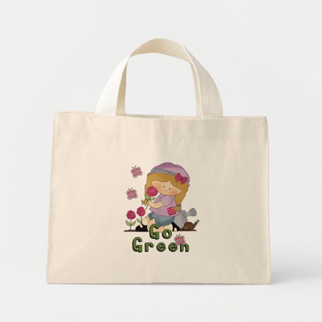 Bolsa Tote Mini Ir para o Jardim Verde (Frente)